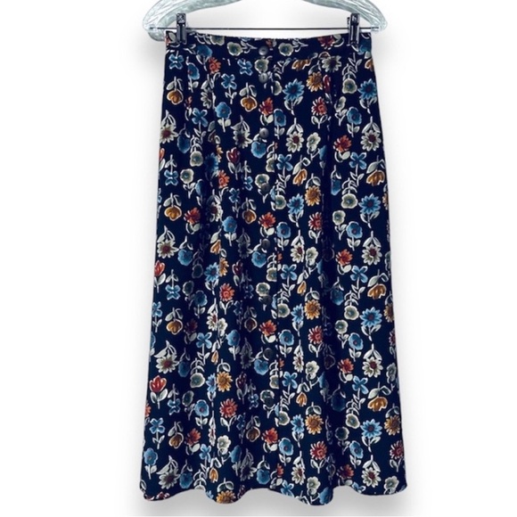Vintage 90s Dark Floral Button Front Maxi Skirt Women’s Size Medium Cottagecore - Picture 1 of 9